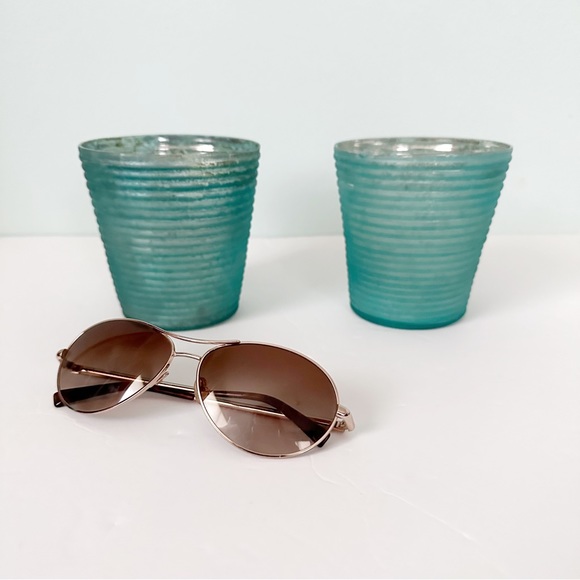 Crate&Barrel Set of Frosted Aqua Votive ~4x4” Mercury Glass Look - Picture 2 of 12